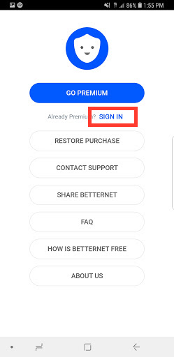 free betternet premium account